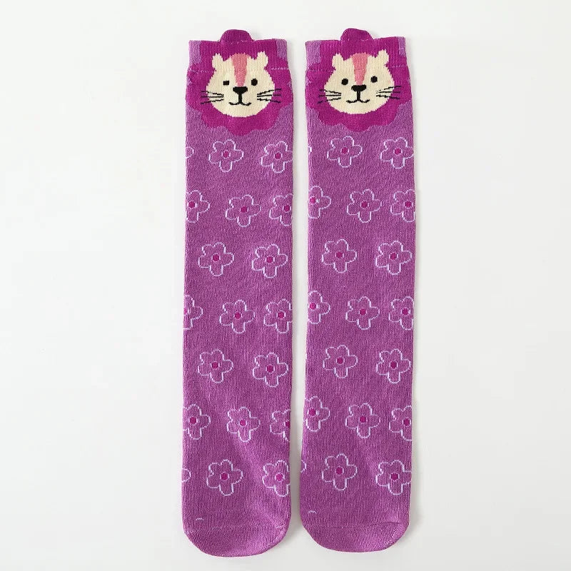 3-12Y Sweet Baby Kids Cotton Warmer Knee High Long Kawaii Socks Cartoon Animal Lovely Princess Girls Children Todder Stockings