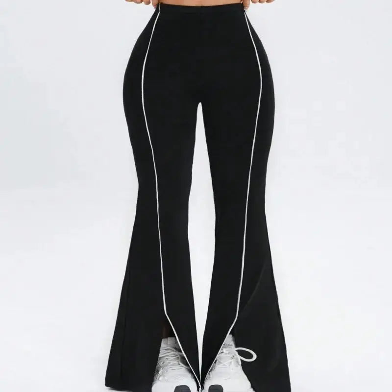 Summer Women's Flared Pants, High Waist Slim Split Pants, Elasticity Hip Lifting Running Fitness Wide Leg yoga Pants, Daily Wear