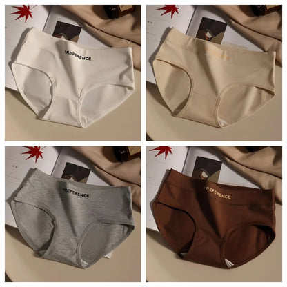 4Pcs/Set Cotton Panties Women Mid Waist Briefs Breathable Intimates Breathable Comfort Underwear M-2XL Soft Panties