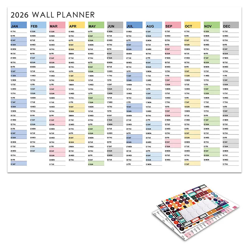 2026 New Yearly Daily Calendar Wall Schedule Planner Sheet Paper 365 Day Plan Annual Hanging Planning Weekly Agenda Pad Month 12