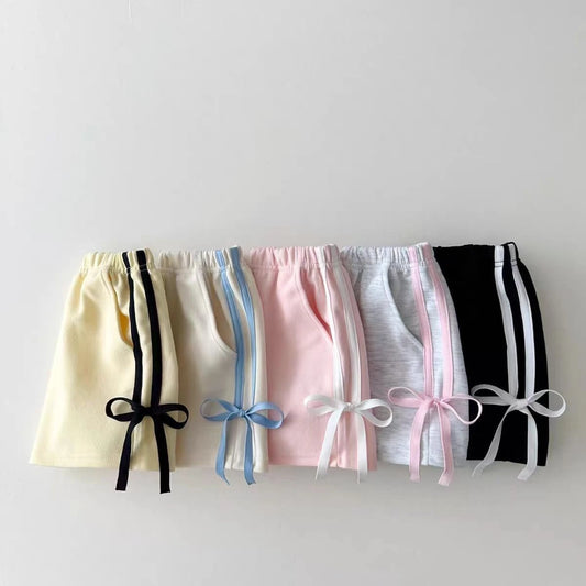 Summer Baby Girls Casual Shorts - Trendy Loose Fit with Butterfly Knot Waist