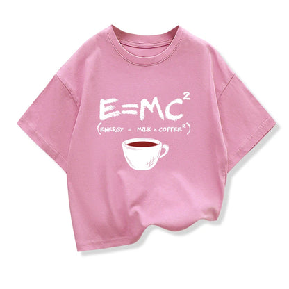 Summer Boys T-shirt Cotton Casual Funny Energy=Milk+Coffee Print Men Cool Loose O-neck Tops For Baby Kids Short Sleeve Male Tees