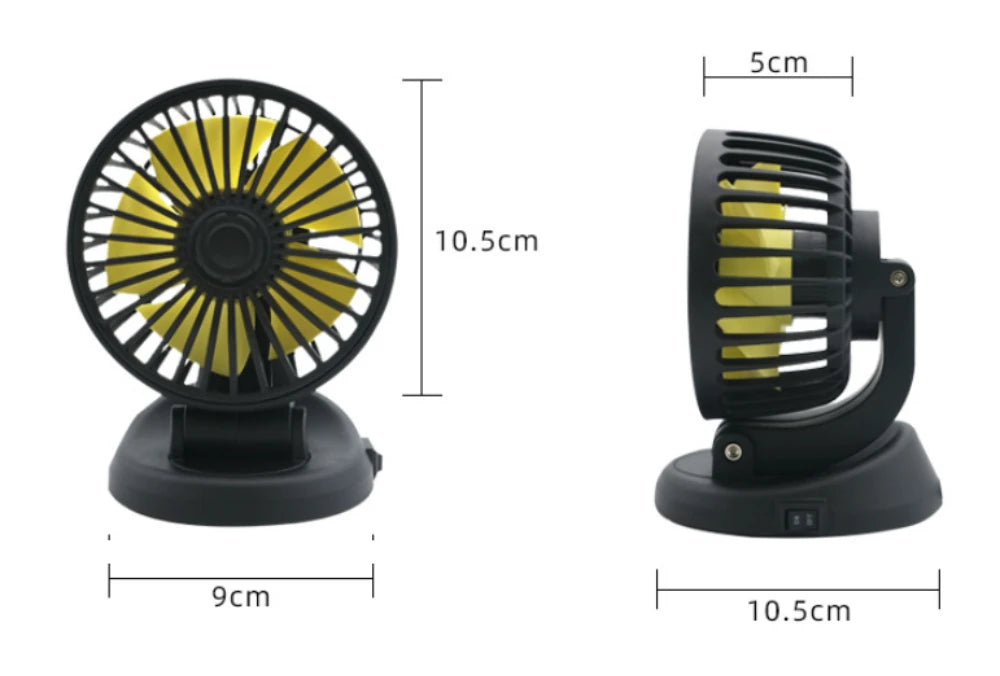 12V Automotive Fan Car Fan 24V 360° Adjustable 3-Head Air Fan Low Noise Multifunctional Temporary Parking Fan for Auto Vehicles