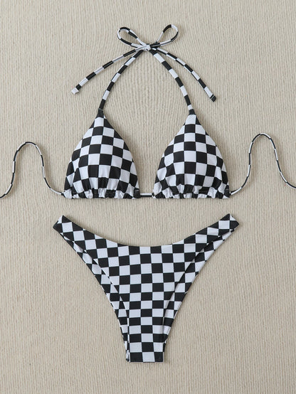 Retro Floral Bikini - High Waisted Lace Up Swimsuit | Summer Beachwear