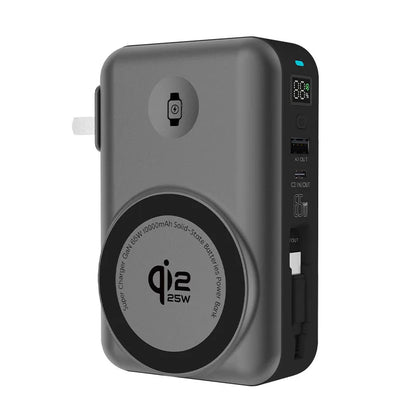 Solid-state Battery Qi2.2 25W Magnetic Wireless Power Bank PD65W Fast Charger for iPhone 17 iWatch Laptop Powerbank with AC Plug