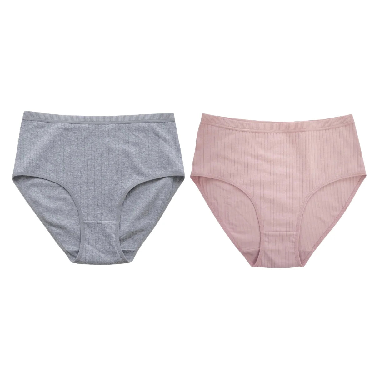 2Pcs/Set Women High Waist Cotton Panties Soft Stretch Tummy Control Ladies Rib Knit Underwear Sexy Lingerie Comfort Briefs S-XXL
