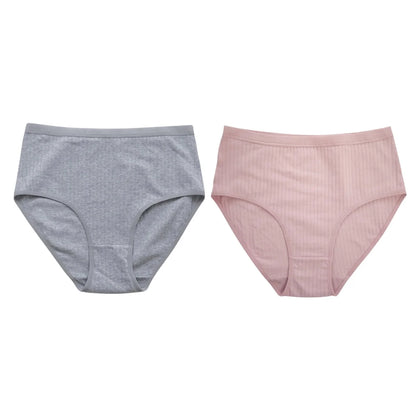 2Pcs/Set Women High Waist Cotton Panties Soft Stretch Tummy Control Ladies Rib Knit Underwear Sexy Lingerie Comfort Briefs S-XXL