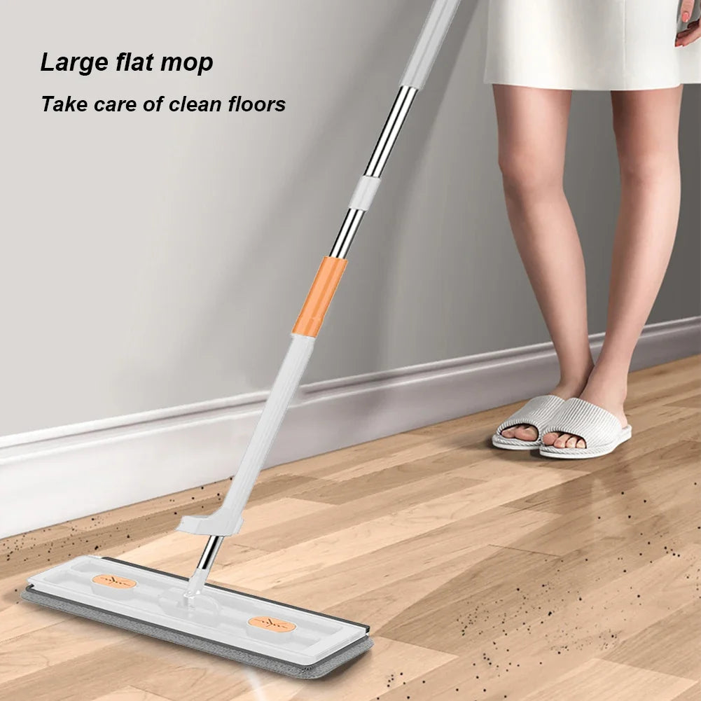 360 Rotating Microfiber Flat Mop - Self-Contained Lazy Floor Cleaner