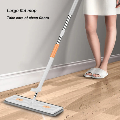 360 Rotating Microfiber Flat Mop - Self-Contained Lazy Floor Cleaner