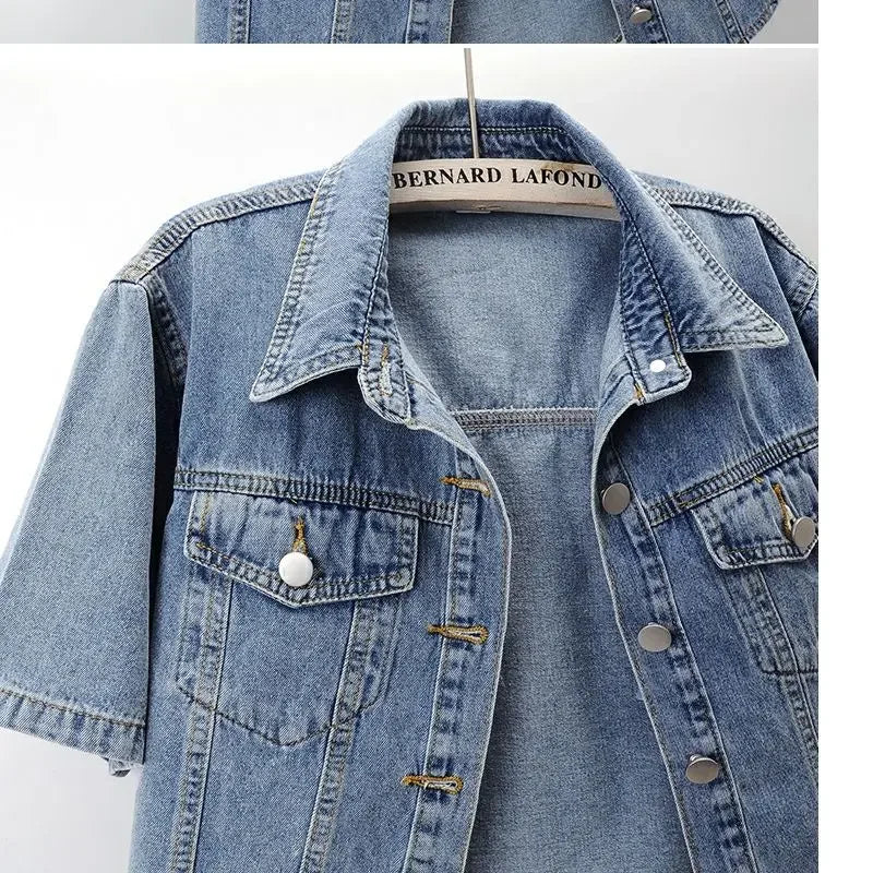 Fashionable New Versatile Short Sleeved Denim Jacket for Women Loose Korean Version Top Small Shawl Cardigan for Outerwear