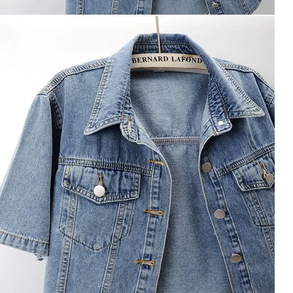Fashionable New Versatile Short Sleeved Denim Jacket for Women Loose Korean Version Top Small Shawl Cardigan for Outerwear