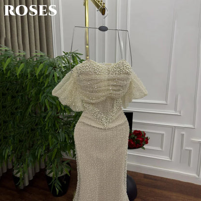 ROSES Pearl Gorgeous Prom Dress Sweetheart Off the Shoulder Hollow Prom Gown with Fishbone Shiny Sequins Formal Gown Customized