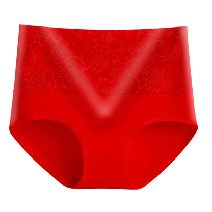 Plus Size Women's Cotton Underwear High Waisted Tummy Control Panties Full Coverage Briefs Jacquard Ladies Panty 3 Pack