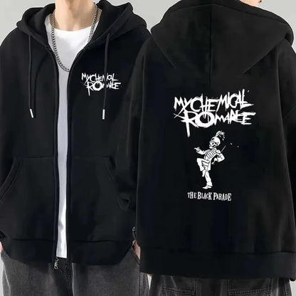 Women Fashion Hoodie Jacket Coat My Chemical Romance Band (MCR) Dead Zip Hoodie Top Loose Black Parade Punk Gothic Rock Zip