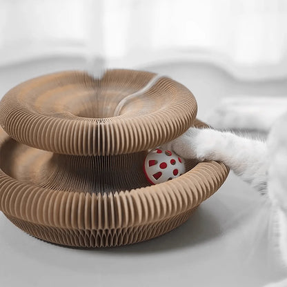 Foldable Corrugated Cat Scratching Board with Ball Track Toy Durable Scratch Pad Bed Free Surprise Gift USA Warehouse