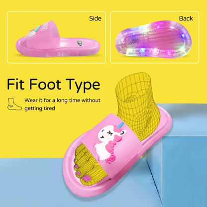 Kids Unicorn Slippers – Cute Cartoon Animal Light Up Shoes for Toddlers
