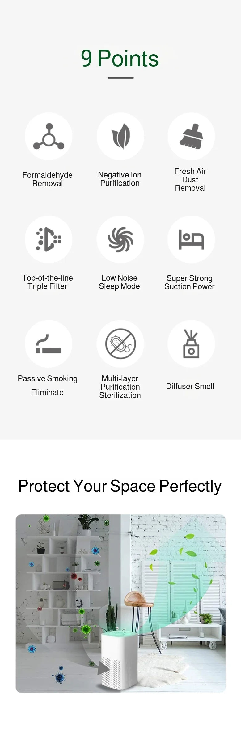 Air Purifier - High Efficiency Deodorizing Desktop Indoor Purifier - ZOOMNSTORE
