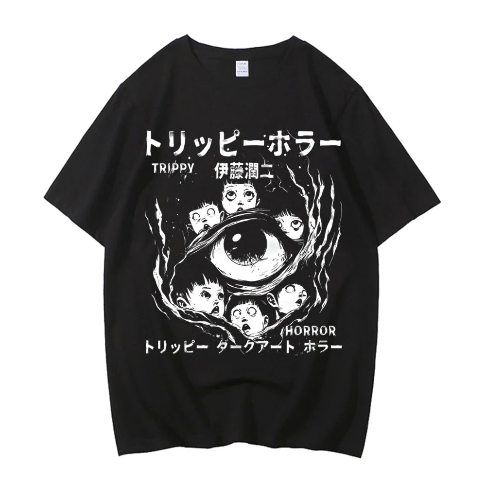 Junji Ito T Shirt Men Punk Hip Hop Tees High Quality Cotton Casual T-shirt Anime Graphic Tees Unisex Streetwear Male