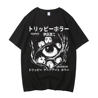 Junji Ito T Shirt Men Punk Hip Hop Tees High Quality Cotton Casual T-shirt Anime Graphic Tees Unisex Streetwear Male