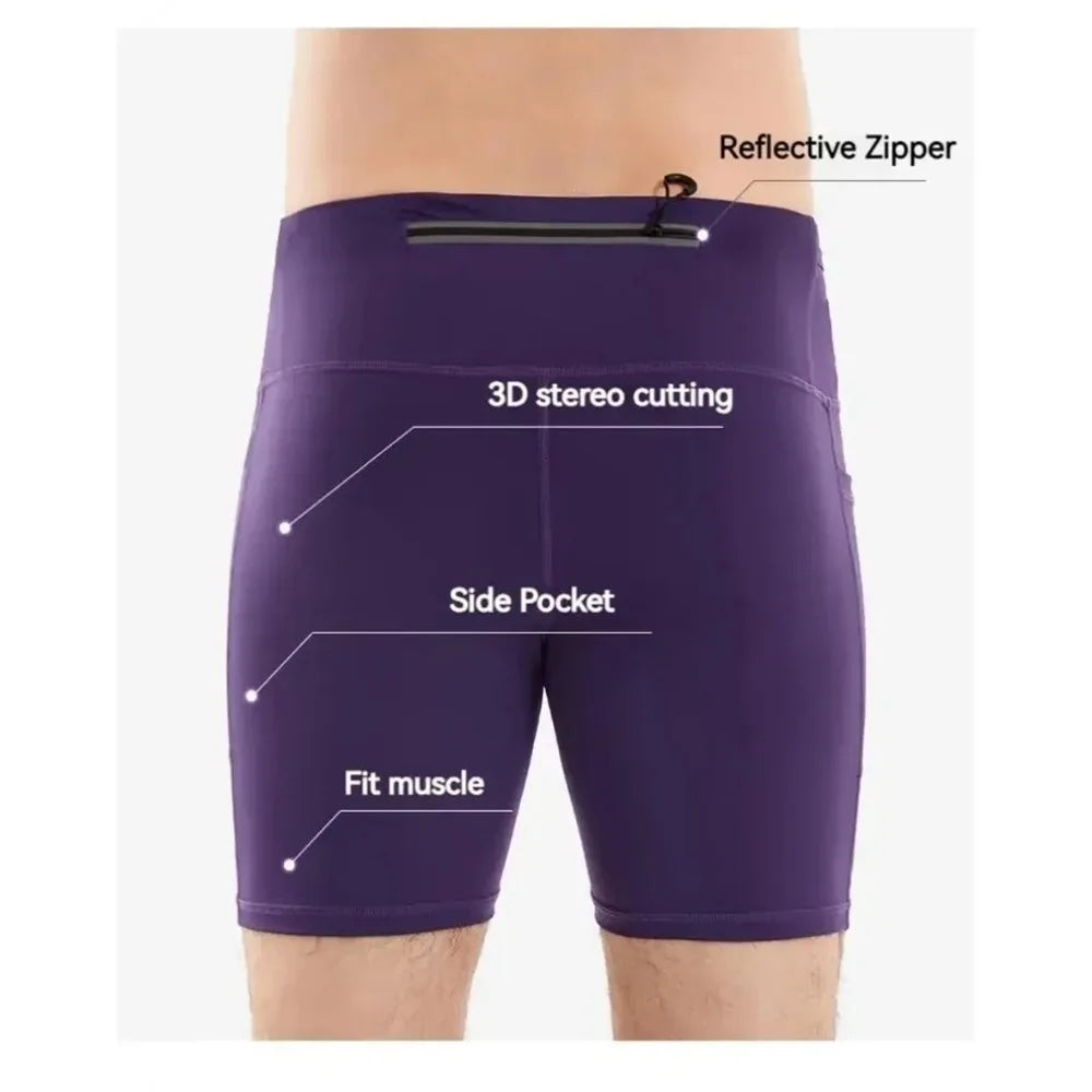 Summer New  Men's 3.0 Multipocket Compression Shorts Quick Dry Marathon Running Jogging Cycling Fitness Exercise Tight Shorts