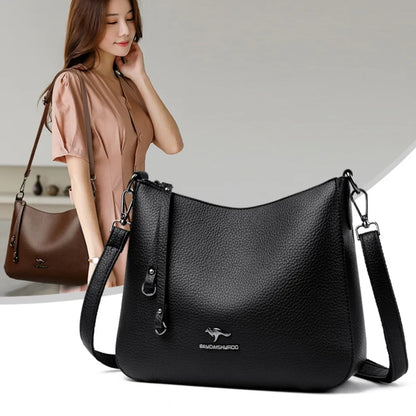 Pu Leather Handbag | Casual Female Tote With Interior Zipper Pocket & No Zipper Closure