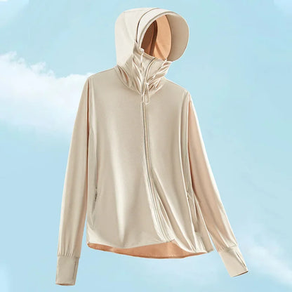 Summer sun protective clothing ultra-thin breathable sun protective clothing women's UV-proof large size hooded ice silk skin cl