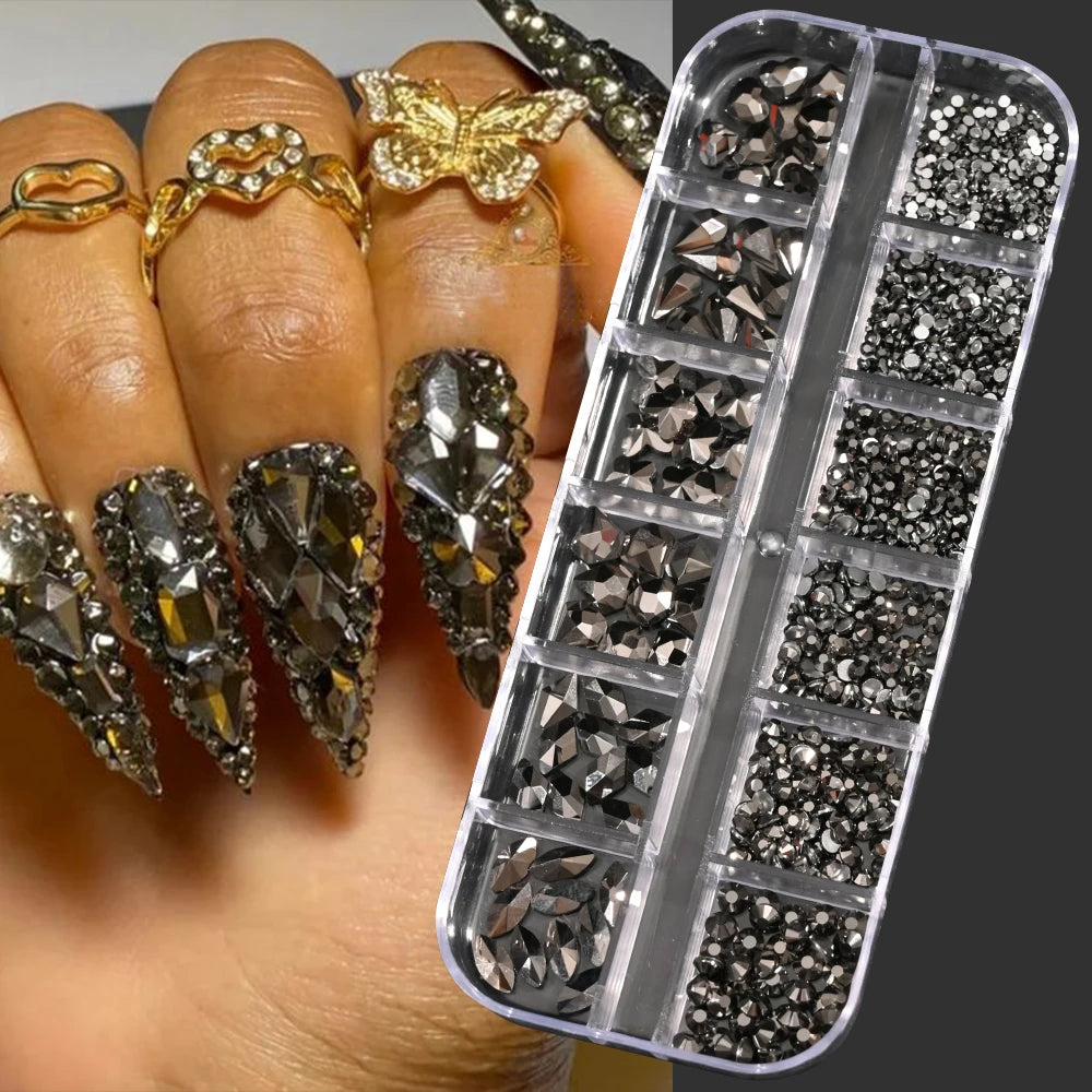 Mini Caviar Beads Nail Art Set - GoldSilver Micro Ball Charms with Magnetic Pen