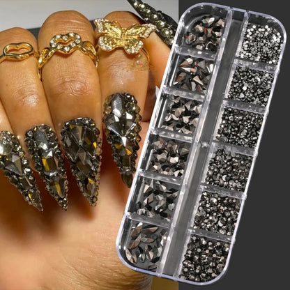 Mini Caviar Beads Nail Art Set - GoldSilver Micro Ball Charms with Magnetic Pen