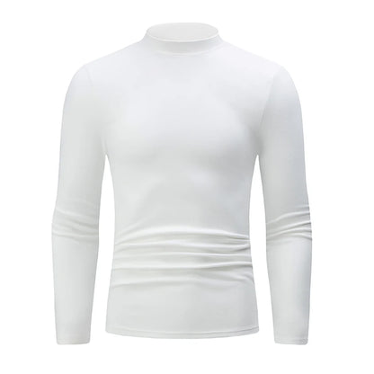 1/2piece Autumn And Winter Men's Semi High Neck Fashionable Base Long Sleeved Top Solid Color Casual Sports Fitness Warm T-shirt