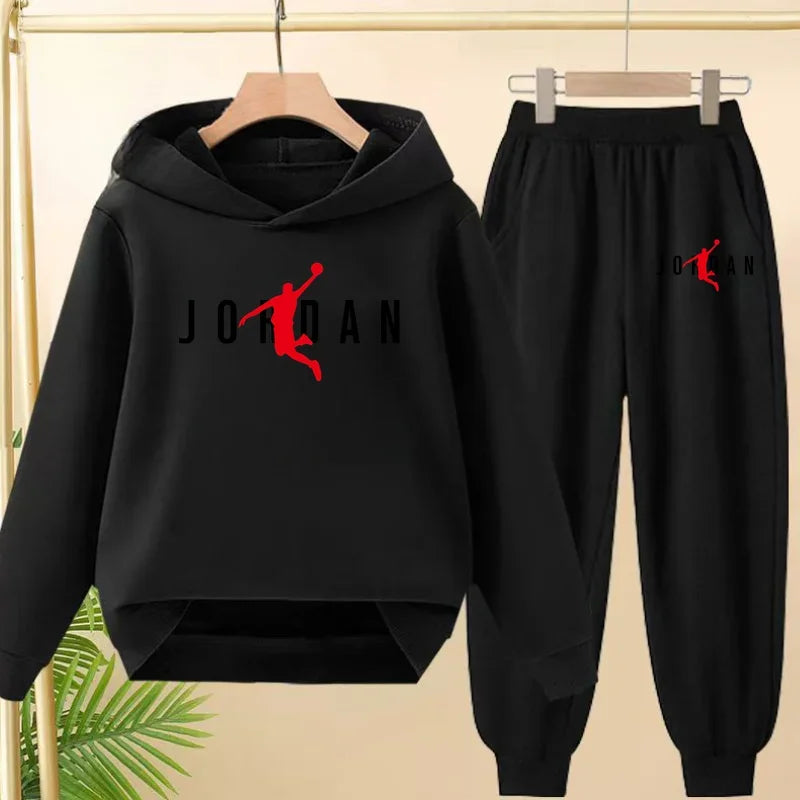 Children's Sportswear Set with Hoodie Sweatshirt And Long Pants Suitable for Kids Aged 3-13 Years Old for Engaging in Sports
