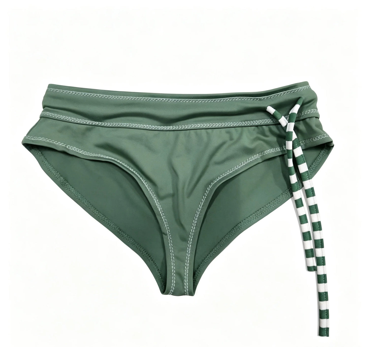 Women Solid Green Tie Side Bikini Bottom Low Waist Sexy Swim Briefs Beach Swimming Bathing Suit Bottom