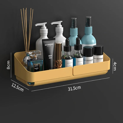 Bathroom Kitchen Wall Shelf - No-Drill Makeup  Shampoo Organizer