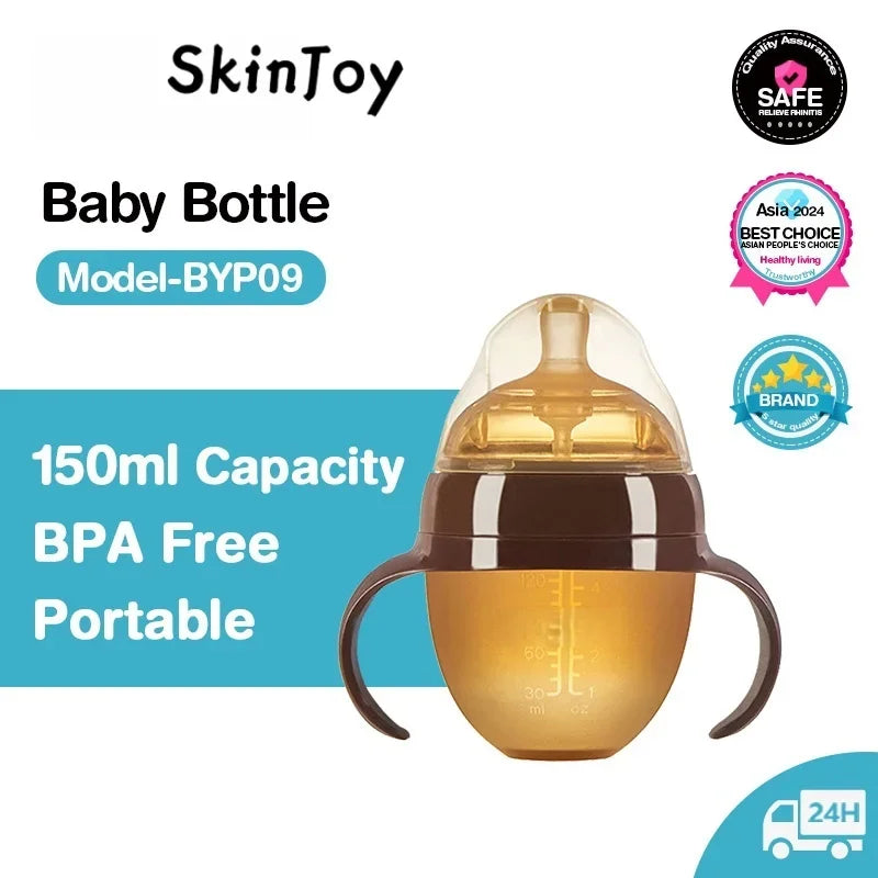 150ML/250ML Portable Baby Bottle Slicone Feeding Bottle With Handle Baby drop-resistant Bottles Newborn Bottle BPA Free