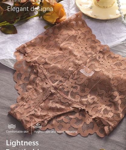 Women's underwear Ice silk high waist belly lift lace pure cotton antibacterial crotch little girls shorts summer thin