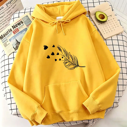 Retro Love Heart with Leaf Casual Hoodies Sweatshirts Men Women Fashion Clothing Hooded Casual Y2k Sweatshirt