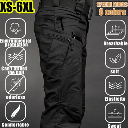 6XL Plus Size Men's Tactical Cargo Pants Outdoor Casual Sports Hiking Fishing Waterproof Multi-pocket Trousers
