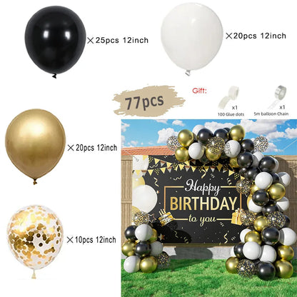 Black and Gold Balloon Garland Arch Kit - Wedding Birthday Party Decorations with Starburst Foil Balloons