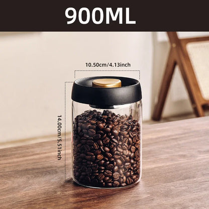 Vacuum-Sealed Glass Storage Jar – Coffee Bean, Grain & Tea Canister