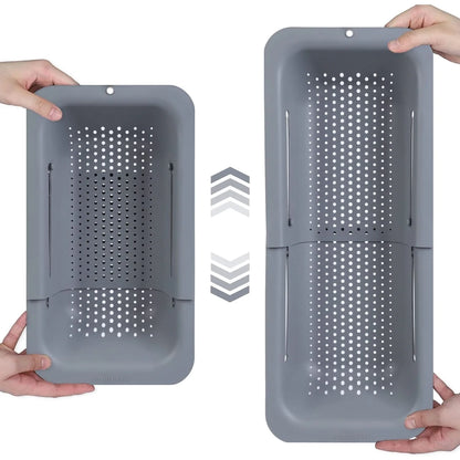 Sink Drain Rack – Adjustable Retractable Kitchen Shelf with Plastic Drain Basket