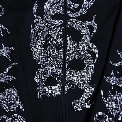 Y2K Rhinestone Cobweb Zip Up Oversized Sweatshirt 2022 Autumn Goth Hoodie Men Women Grunge Hooded Jacket Streetwear Y2K Clothing