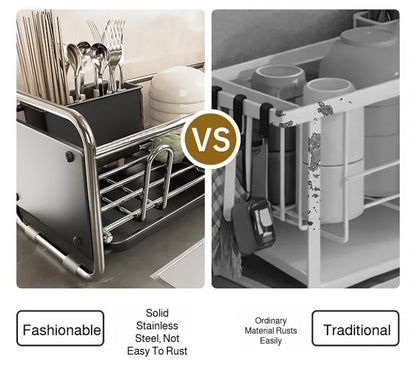 Stainless Steel Dish Rack | Narrow Kitchen Utensil Drainer & Countertop Cutlery Holder