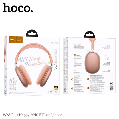 HOCO W65 Plus ANC Noise Reduction Bluetooth Headphones Over The Ear Wireless Big Earphone Hifi Sounds Sport Headsets With Button