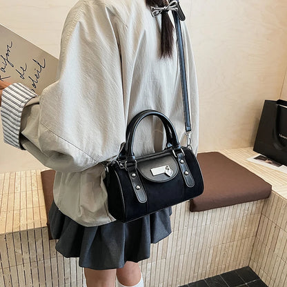 Faux Suede Shoulder Bag - Vintage Style Small Bucket Crossbody With Zipper Closure