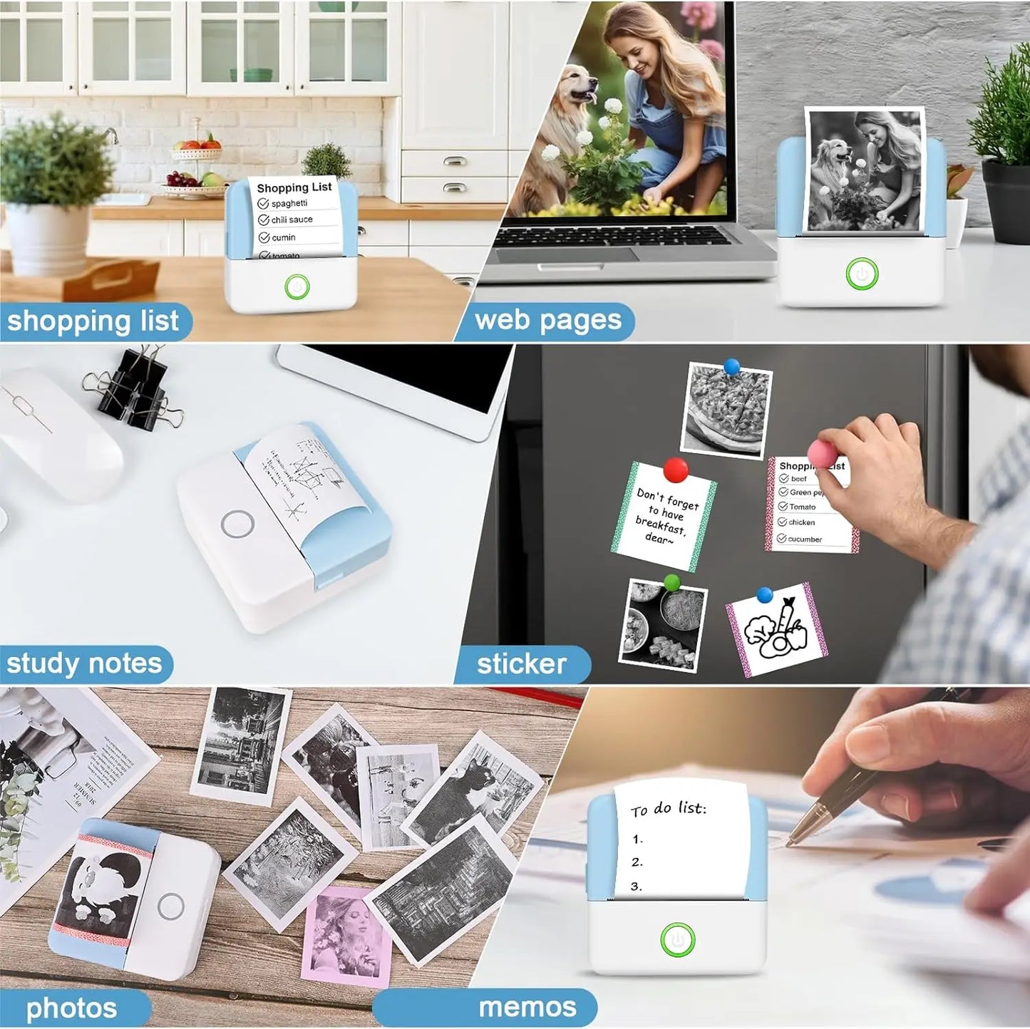 Mini HD Portable Label Thermal Printer Endurance Bluetooth Printer for Student Error Title Note Wrong Pocket Inkless Printing
