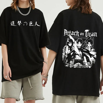 Anime Attack on Titan T-Shirt Ackerman Mikasa Eren Jaeger Cherry Blossom Graphics Logo T Shirt Clothes Men's Cotton T Shirts