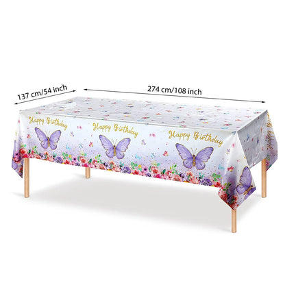 Butterfly Party Tableware Set - Disposable Plates Napkins Cups  Tablecloth for Baby Shower  Birthday
