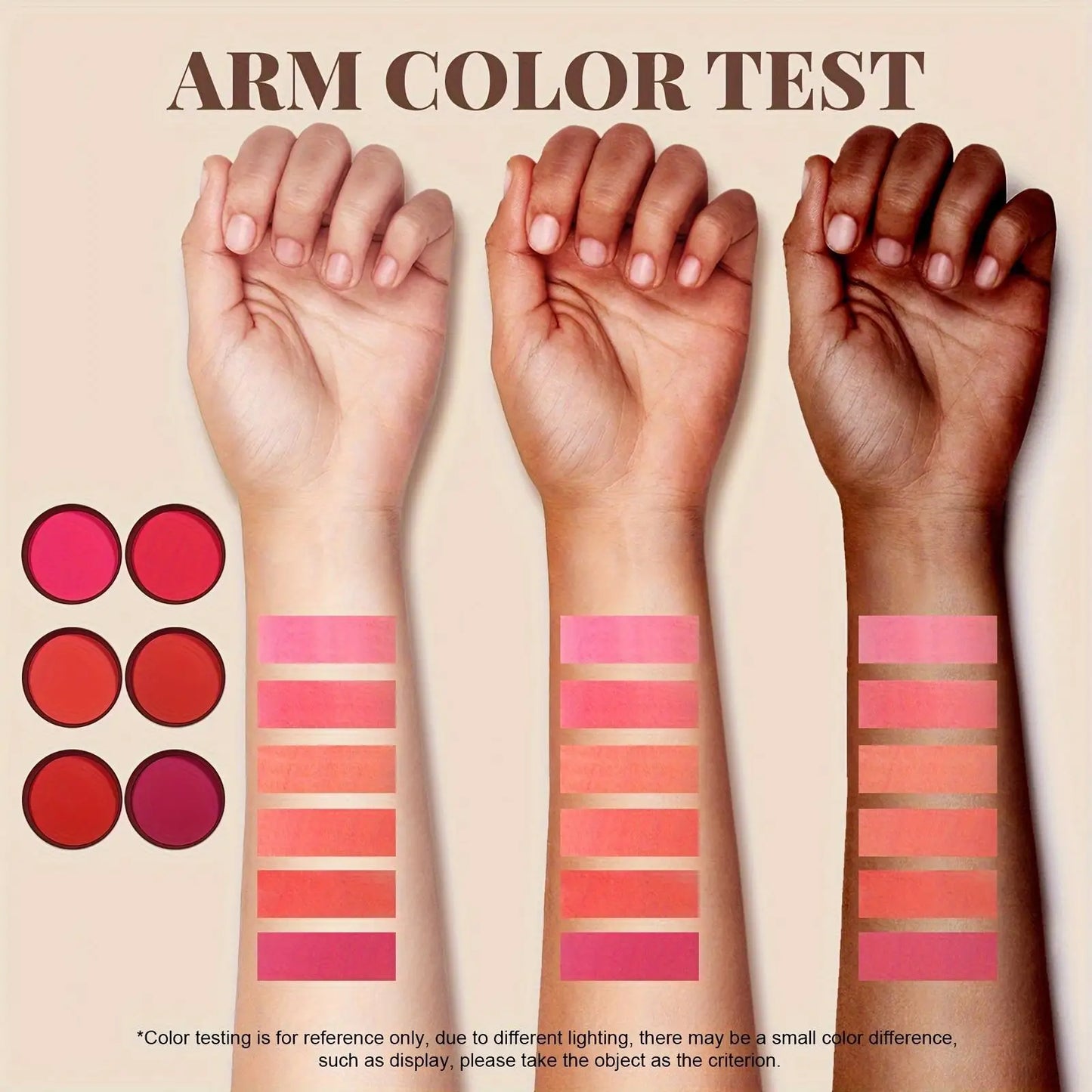 6-Color Waterproof Matte Blush Palette Free Brush Buildable Medium Coverage Sweatproof&Long-Lasting Natural Finish Lightweight