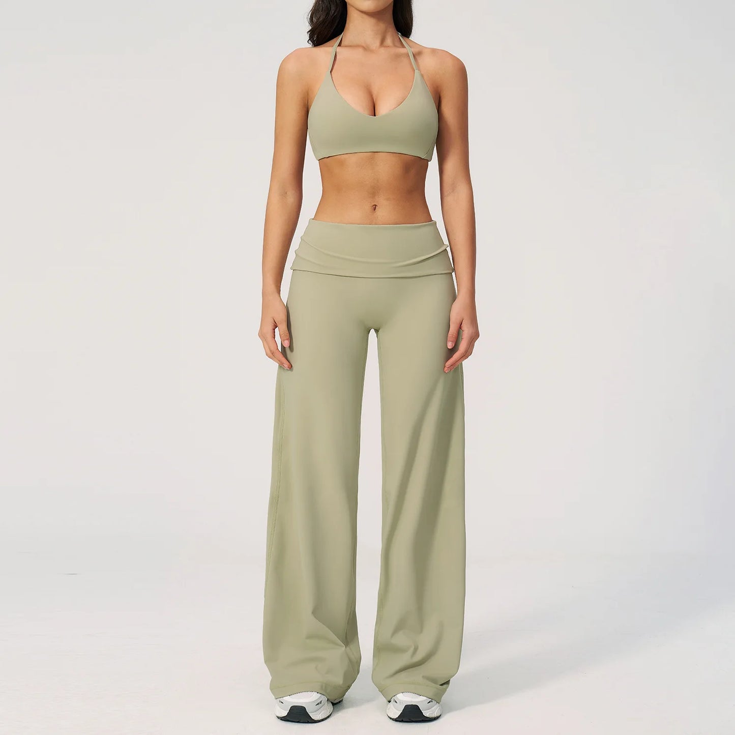 Women's Fitness Set Gym Tracksuit Breathable Sports Bra Flared Trousers Suit Workout Clothing Sportswear Female Athletic Wear