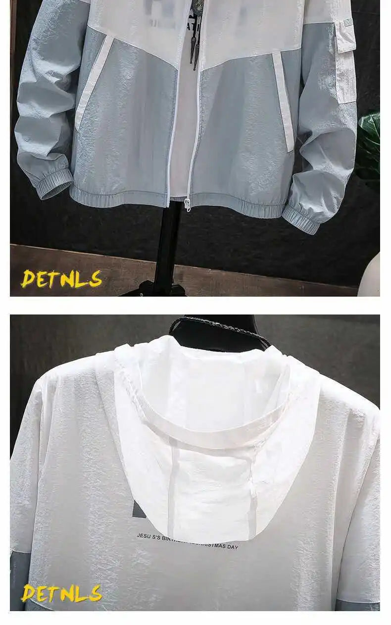 Korean Style Sun Protection Hoodie Jacket for Men Thin Breathable UV Shield Outdoor Windbreaker Fishing Hiking Sun Jacket Unisex