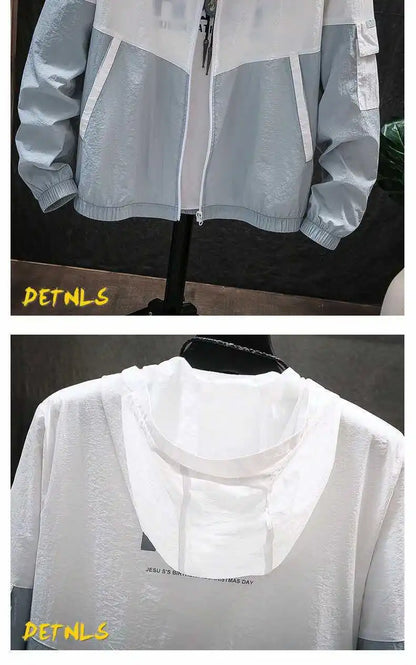 Korean Style Sun Protection Hoodie Jacket for Men Thin Breathable UV Shield Outdoor Windbreaker Fishing Hiking Sun Jacket Unisex